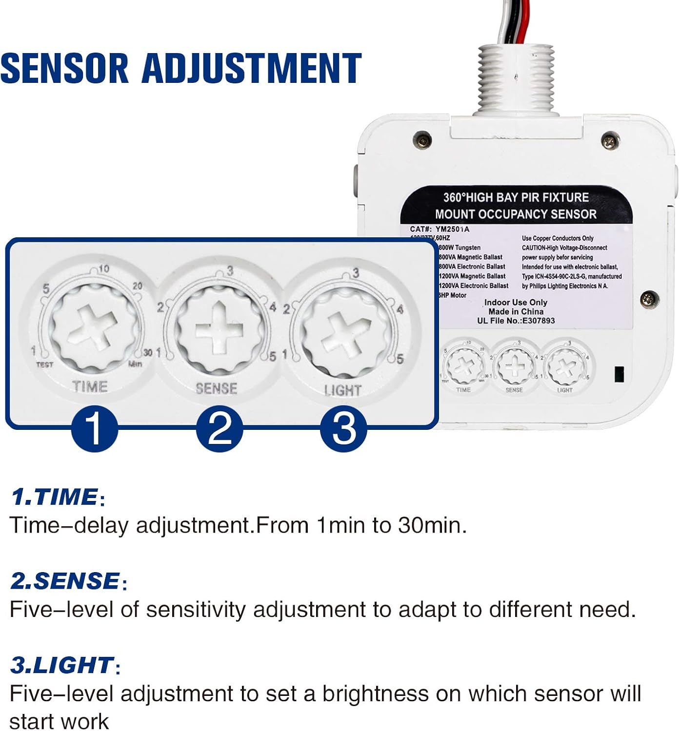Motion Sensor Switch, High Bay Fixture Mount 360° Ceiling