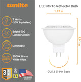 Sunlite LED MR16 Reflector Spotlight Bulb - 6-7Watts - 3000K