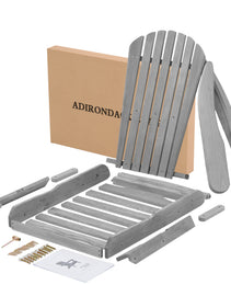 Wooden Garden Outdoor Lounge Patio Chair Wooden Folding Adirondack Chair 2-piece Set