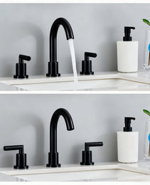 Bathroom Faucet 2 Handle Matte Black Bathroom Sink Faucet Widespread 3 Hole 360° Swivel Spout Modern Sink Basin Faucets 8 Inch[Unable Ship Weekends, TK/TEMU Only For Pickup]