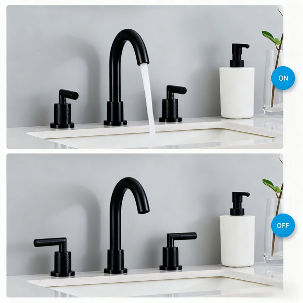 Bathroom Faucet 2 Handle Matte Black Bathroom Sink Faucet Widespread 3 Hole 360° Swivel Spout Modern Sink Basin Faucets 8 Inch[Unable Ship Weekends, TK/TEMU Only For Pickup]