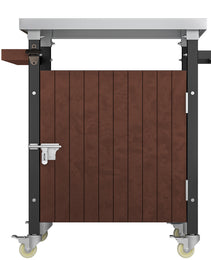 Outdoor Grill Cart With Stainless Steel Tabletop, Storage, Patio Kitchen Island With Wheels, Hooks, And Spice Rack, Waterproof Outdoor Grill Table, Movable BBQ Serving Cart Rolling Bar Cart