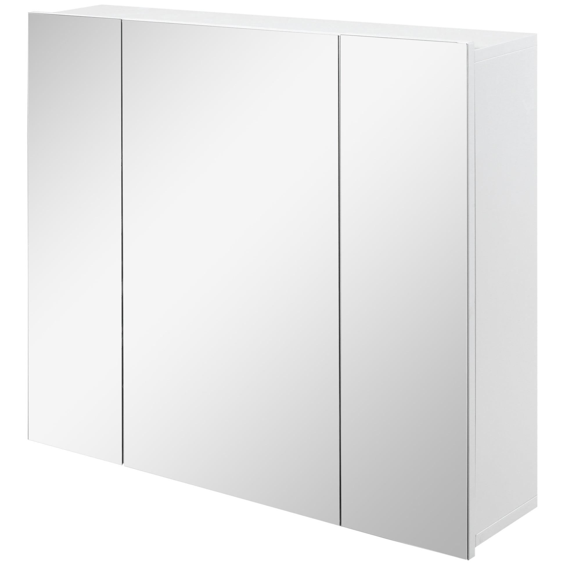 Wall Mounted Mirror Cabinet, Bathroom Medicine Cabinet with Mirror, 3 Doors and Adjustable Shelves, White