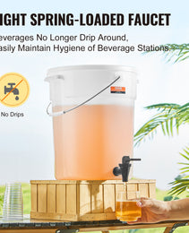 Beverage Dispenser, 5 Gallon Drink Dispensers For Parties, Plastic Juice Dispenser With Spigot And Lid, Iced Tea Lemonade Juice Water Dispenser, For Restaurants, Hotels, Parties