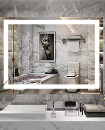 48  X 36  LED Bathroom Mirror With Anti-Fog And Touch Sensor -Modern Frameless Lighted Wall Mirror For Bathroom Vanity, Shower Room, Or Dressing Area