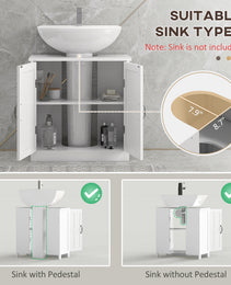 Bathroom Sink Cabinet, Pedestal Sink Cabinet with Adjustable Shelf, White