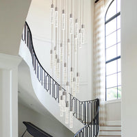 24-Light LED Modern Crystal Chandeliers, Large Long Foyer Chandeliers for High Ceilings, 78" Extra Long 3 Color Dimmable Staircase Chandelier Crystal Drop Light for Foyer Double Height Ceiling