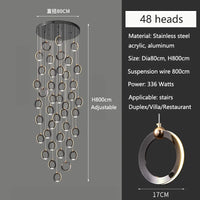 Duplex Staircase Lamp Long Chandelier Black Gold Modern Minimalist Light Luxury Creative Lighting Villa Loft Living Room Rng