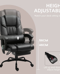Massage Office Chair With 6 Vibrating Points, High Back Reclining Office Chair With Footrest And Remote, Black