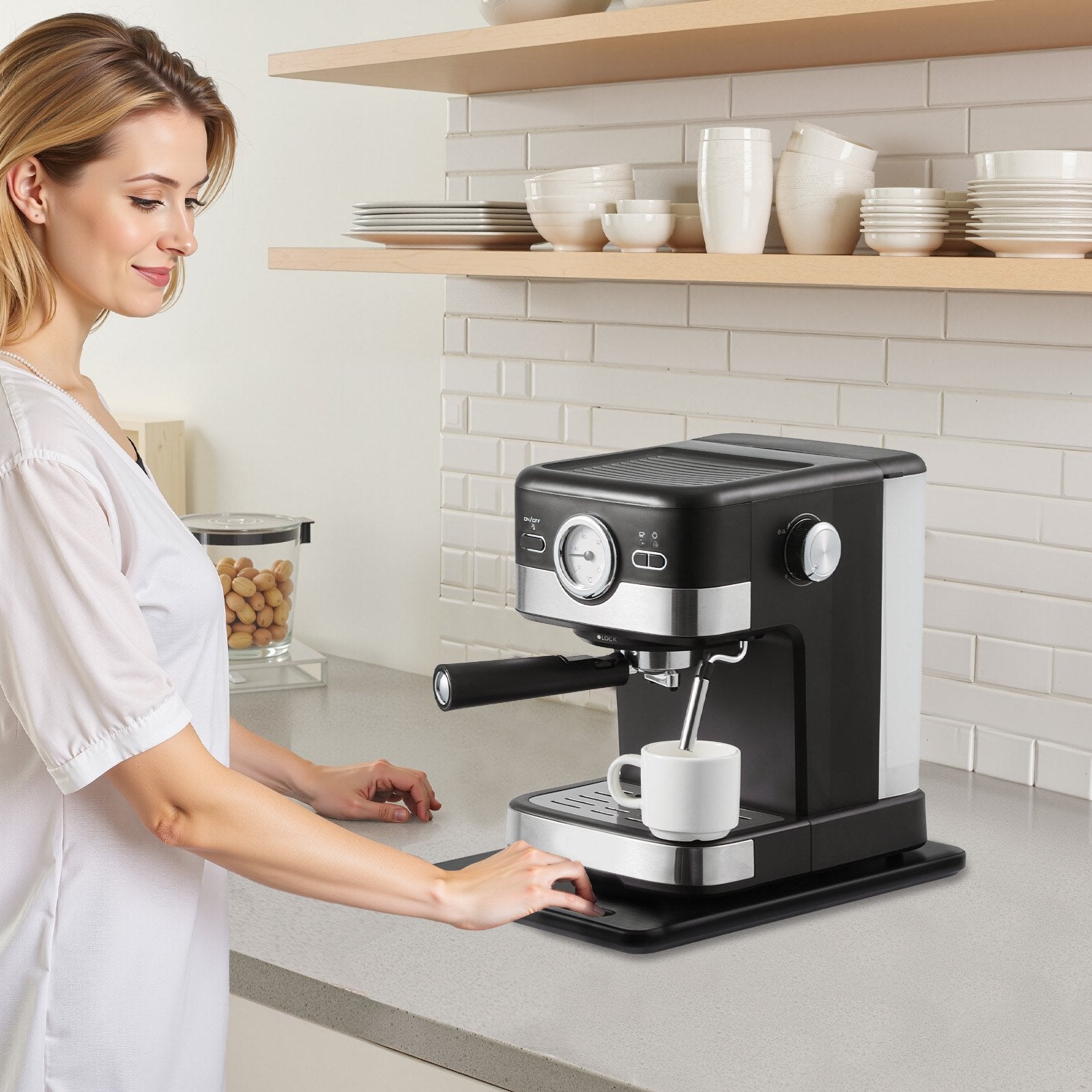 Appliance Slider 14 X 9.5 In Sliding Tray For Coffee Maker Black