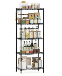 5-Tier Heavy-Duty Metal Wire Shelving, 750 LBS Total Load With Multi-Grade Per Shelf Capacity For Garage & Kitchen