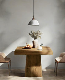 Square Dining Table For 4, 31.5-Inch Small Kitchen Table With Sturdy Pedestal Base, Farmhouse Dinner Table