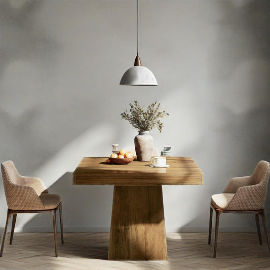 Square Dining Table For 4, 31.5-Inch Small Kitchen Table With Sturdy Pedestal Base, Farmhouse Dinner Table