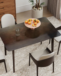 47.2" Rectangle Dining Table For 4, Mid-Century Modern Kitchen Table With Rubber Wood Frame For Dining Room, Mahogany