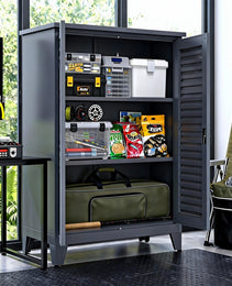 47'' Tall Metal Tool Storage Cabinet, With Ample Storage Space For Garage,Warehouse,Garden,Office, Living Room,Bathroom,Utility Room Slate