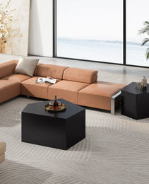 Irregular Pentagon Nesting Coffee Table Set, Geometric Coffee Table Set, Side Table Set, Cocktail Table Set, Center Table Set For Living Room, Bedroom, Black Set Of 2 Pieces