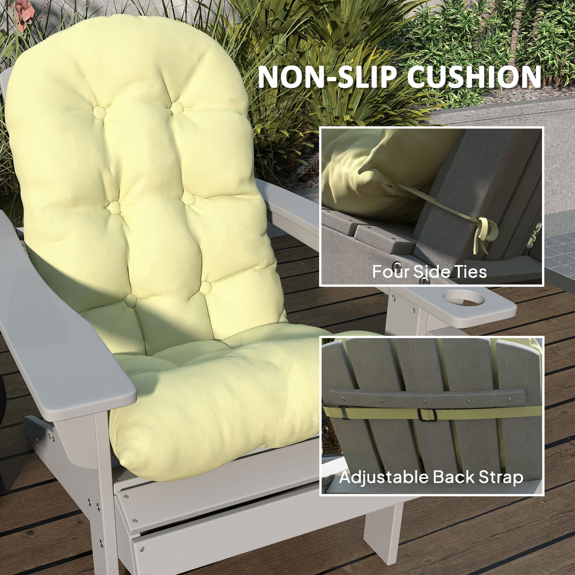 Chair Cushions Set Of 2, Tufted High Back Patio Non-Slip Cushions For Chairs, Beige