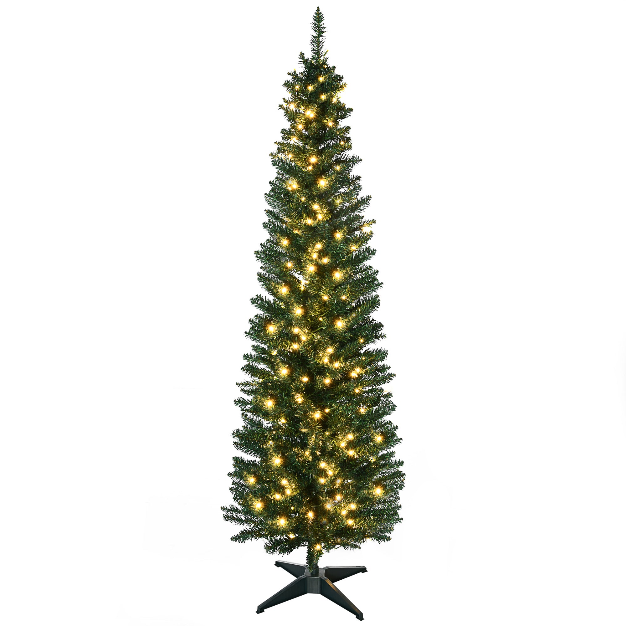 6-ft Pre-Lit Slim Noble Fir Christmas Tree