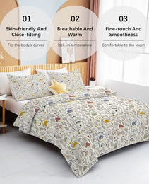 3 Pieces Mushroom Decoration Comforter Set Soft Bedding Set For Home Bedroom Decor Twin Full Queen King Size