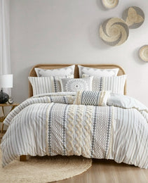 Full Queen Cotton Printed Duvet Cover Set With Chenille
