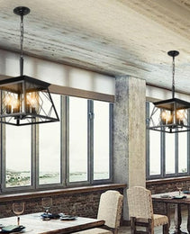 4 Lights Farmhouse Chandelier For Dining Room Black