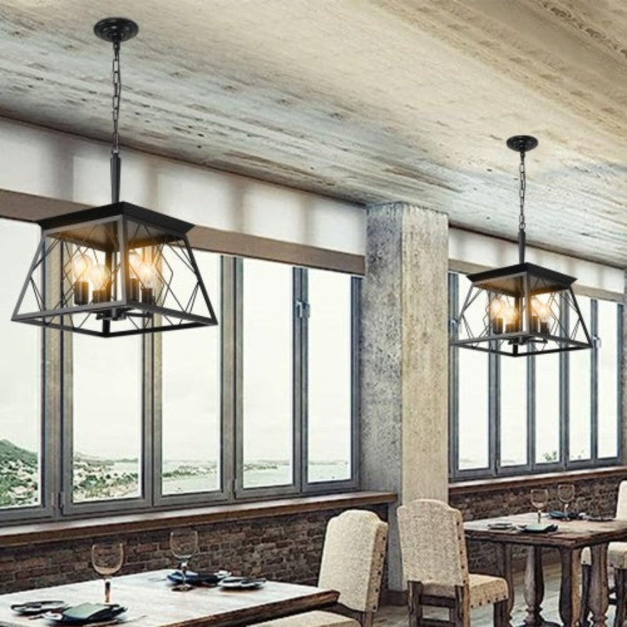 4 Lights Farmhouse Chandelier For Dining Room Black