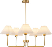 Farmhouse Black Chandelier, 5-Light Fabric Chandelier