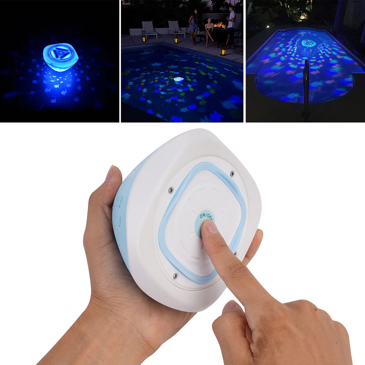 Multi Color Underwater Lamp Fish Pattern Fountain Projector Light 4 Colors Battery Operated for Disco Pool Party