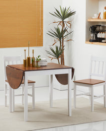 55" Wood Kitchen Table, Drop Leaf Tables for Small Spaces, Brown