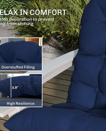 Adirondack Chair Cushions Set of 2, Tufted High Back Patio Non-Slip Cushions for Adirondack Chairs, Navy Blue