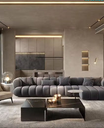 ATUNUS American Large Velvet Home Furniture Nordic Modern L Shape Corner Living Room Modular Sectional Sofa Couch Set