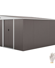 11' x 9' Metal Outdoor Storage Shed, Tool House with Double Lockable Doors for Backyard, Patio, Lawn, Garage, Gray