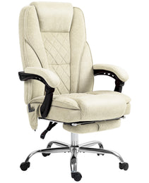 Massage Office Chair, Heated Reclining Computer Chair with Adjustable Height and Footrest, Beige