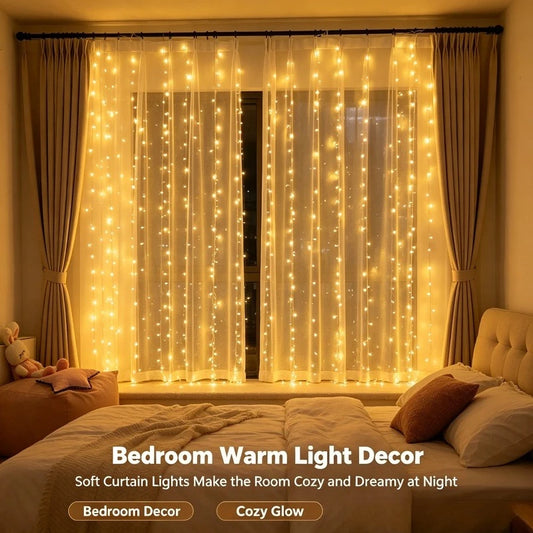 USB LED Curtain Lights with Remote Control, Christmas Fairy Lights for Wedding Birthday Bedroom Party Home Decor