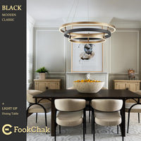 Modern Brass Chandelier for Living Room LED 3 Ring Chandeliers Black Gold