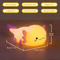 Axolotl Night Light for Kids, Animal Silicone Nursery Night Lamp, Rechargeable Table Lamp Bedside Lamp, Cute Room Decor Night Light for Bedroom Living Room Dining Desk Decor Gift Kawaii Toys
