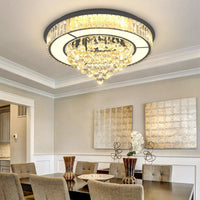 24" Modern Crystal Dimmable Chandeliers for Living Room LED Chandeliers Flush Mount Ceiling Light Fixture Dining Room Bedrooms Gold