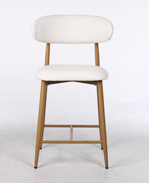 Counter Height Bar Stools Set Of 2, Upholstered Counter Stools Modern Barstools With Metal Legs For Kitchen Island Dining Room, Beige