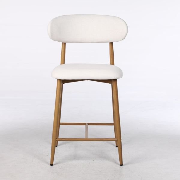 Counter Height Bar Stools Set Of 2, Upholstered Counter Stools Modern Barstools With Metal Legs For Kitchen Island Dining Room, Beige