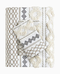 Full Queen Cotton Printed Duvet Cover Set With Chenille