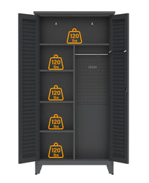 73'' Tall Metal Tool Storage Cabinet, With Ample Storage Space For Garage,Warehouse,Garden,Office, Living Room,Bathroom,Utility Room Slate