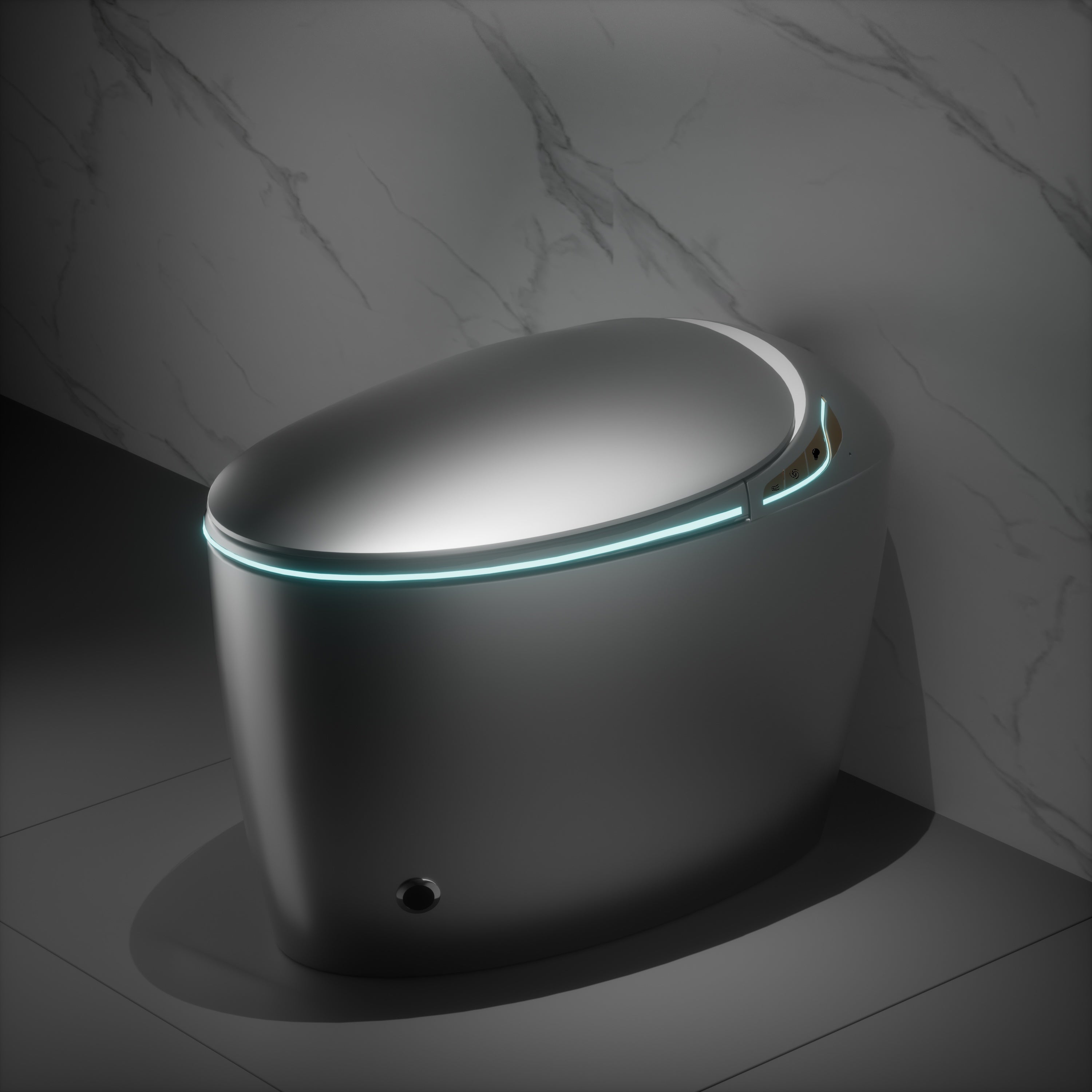 Unique Smart Toilet with Built-In Bidet – One-Piece Intelligent Toilet with Auto Open/Close Seat, Warm Water, Dryer & LED Display (Grey)