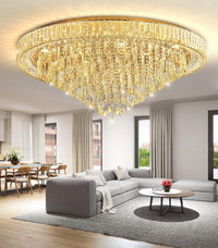 23.6" Modern Crystal Chandeliers LED Dimmable Flush Mount Ceiling Chandeliers for Living Room Entrance Foyer Bedroom Silver
