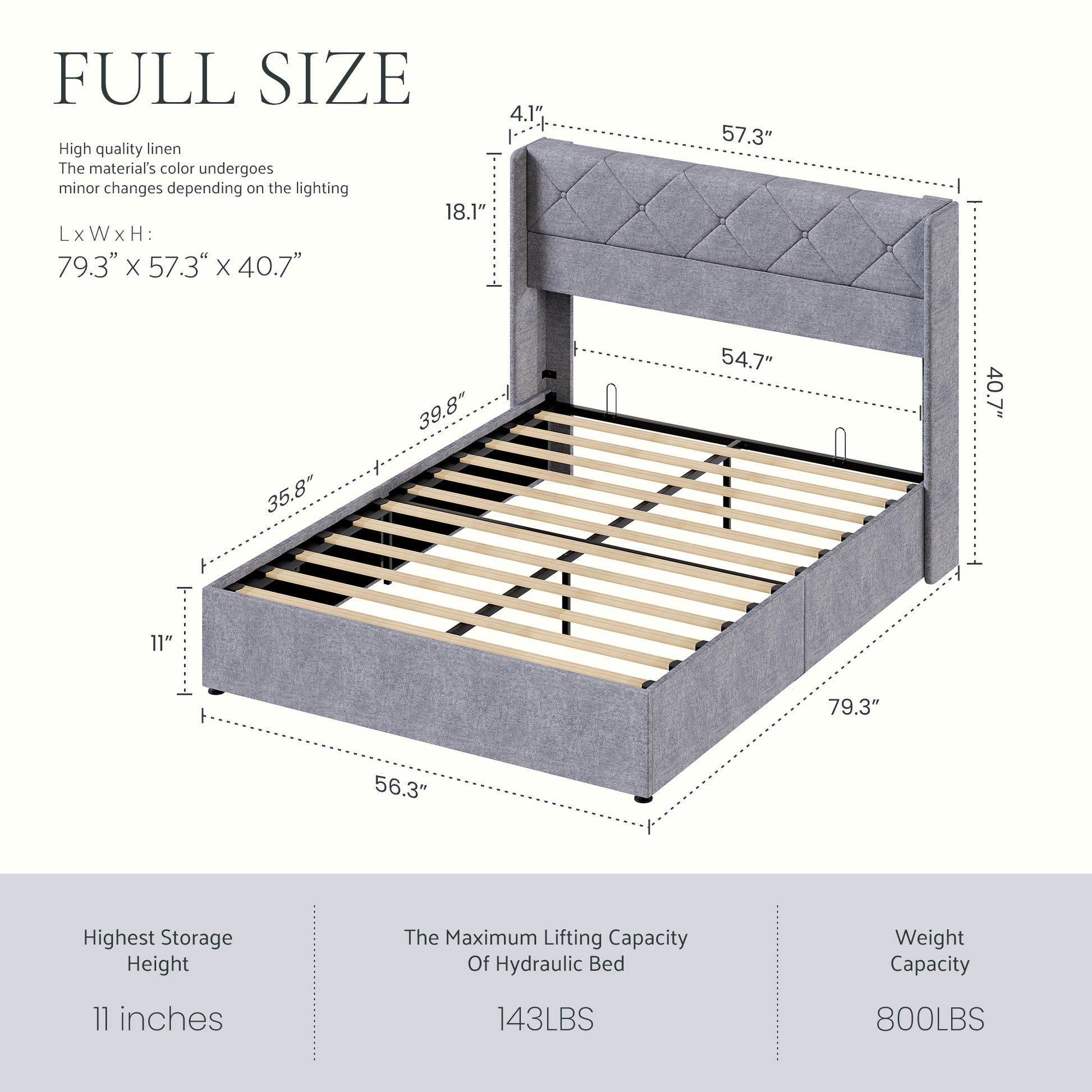 Large-sized Lifting Storage Bed, Soft-padded Platform Bed Frame, Headboard With Backrest, Hydraulic Lifting Storage Bed