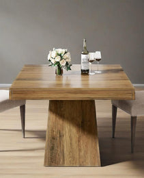 Square Dining Table For 4, 31.5-Inch Small Kitchen Table With Sturdy Pedestal Base, Farmhouse Dinner Table