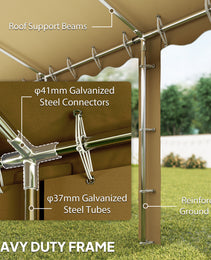 20’ x 40’ Party Tent, Outdoor Canopy Tent with Removable Sidewalls, 12 Windows for Parties, Wedding, Events, BBQ, Brown