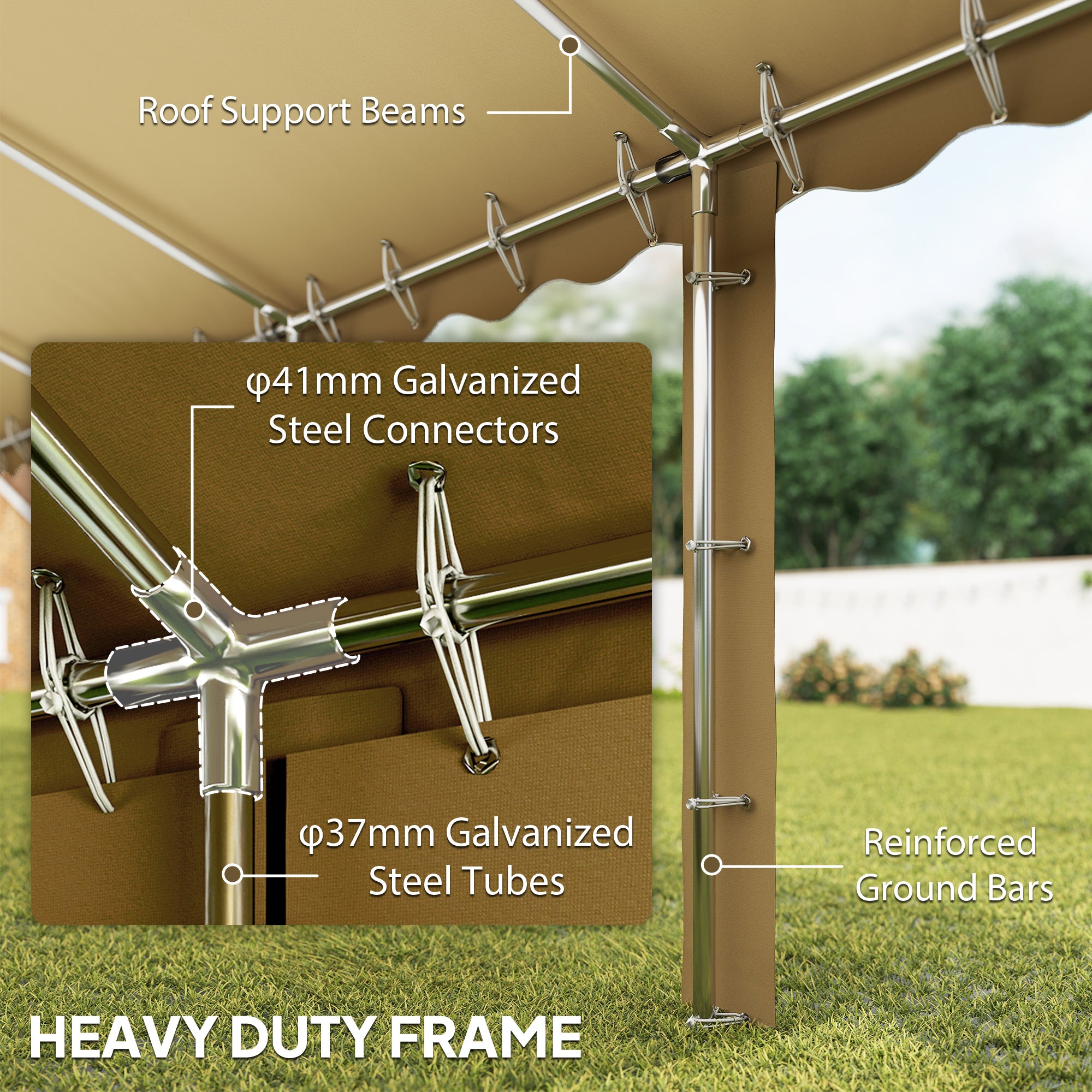 20’ x 40’ Party Tent, Outdoor Canopy Tent with Removable Sidewalls, 12 Windows for Parties, Wedding, Events, BBQ, Brown