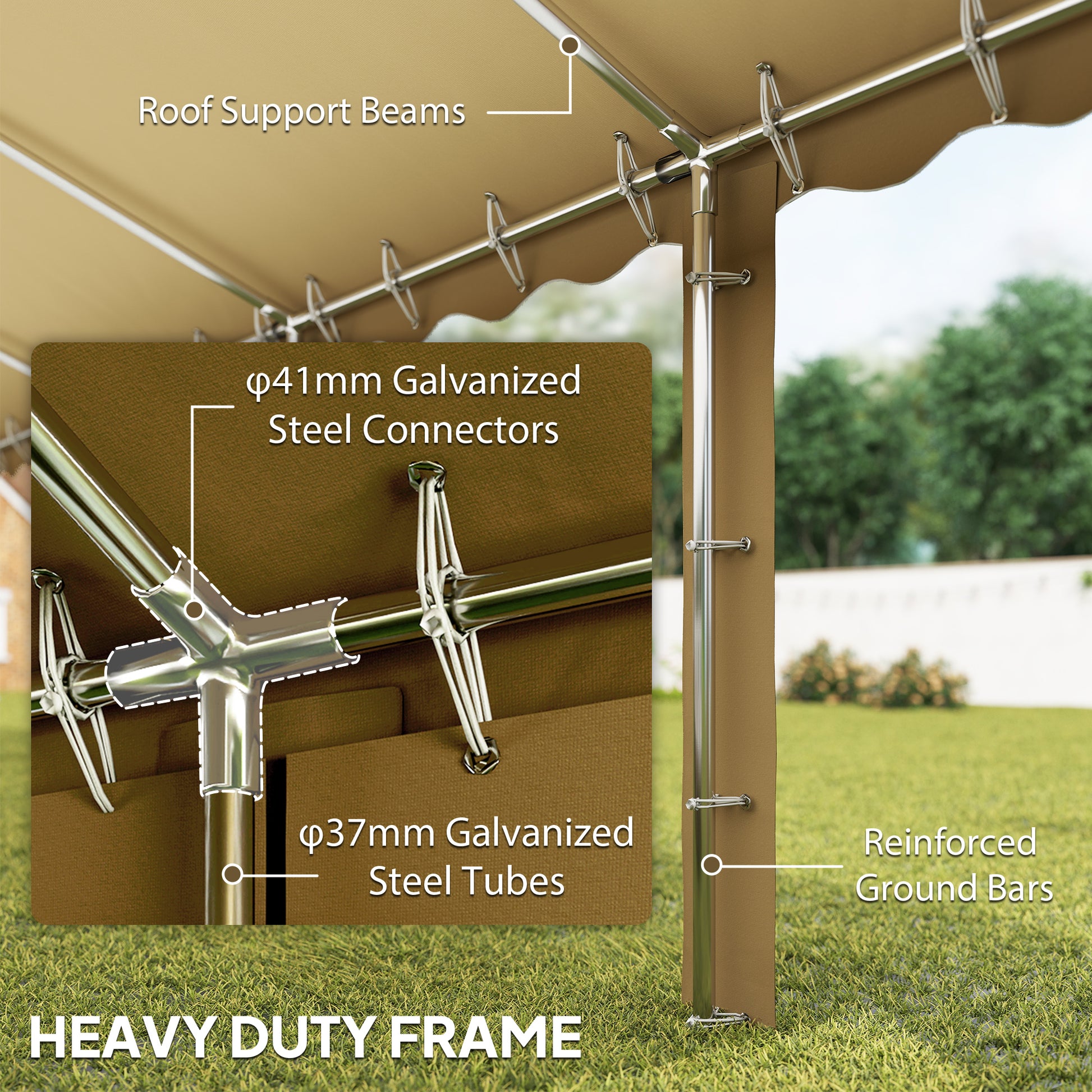 20’ x 40’ Party Tent, Outdoor Canopy Tent with Removable Sidewalls, 12 Windows for Parties, Wedding, Events, BBQ, Brown