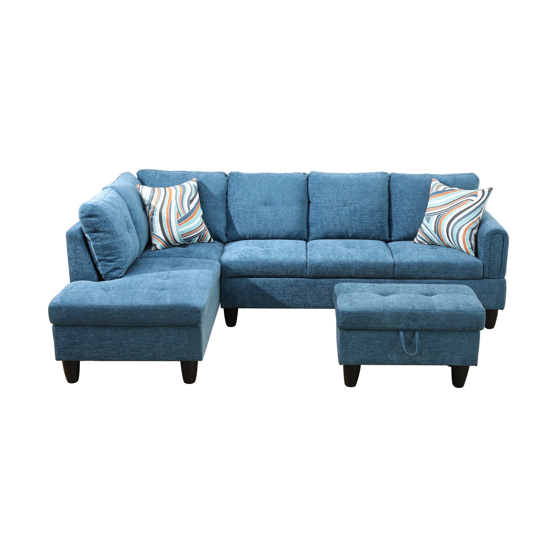 Pickup Only--Blue Flannel 3-Piece Living Room Sofa Set