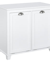 Dual Tilt out Laundry Hamper Cabinet, Bathroom Storage Cabinet with 2-Compartment Hamper, Modern Bathroom Floor Cabinet for Washroom, White